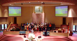 Projection Software being used in a live service