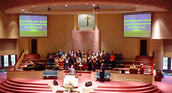 Projection Software being used in a live service Projection Software being used in a live service
